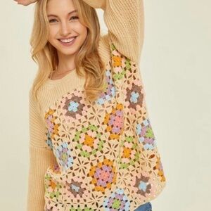 ✧⋆Heyson ✧ Colorful Crochet  Patchwork Sweater